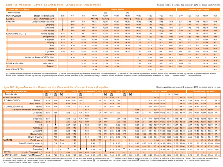 Horaires Bus 106