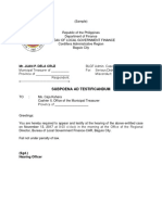 Subpoena Ad Testificandum: Mr. Juan P. Dela Cruz