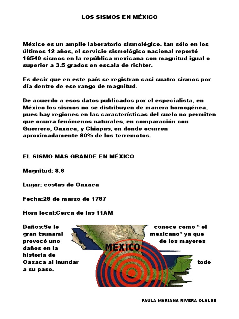 Sismos en México: Historia y Datos Clave | PDF | Temblores | México