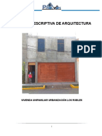 Memoria Descriptiva de Arquitectura