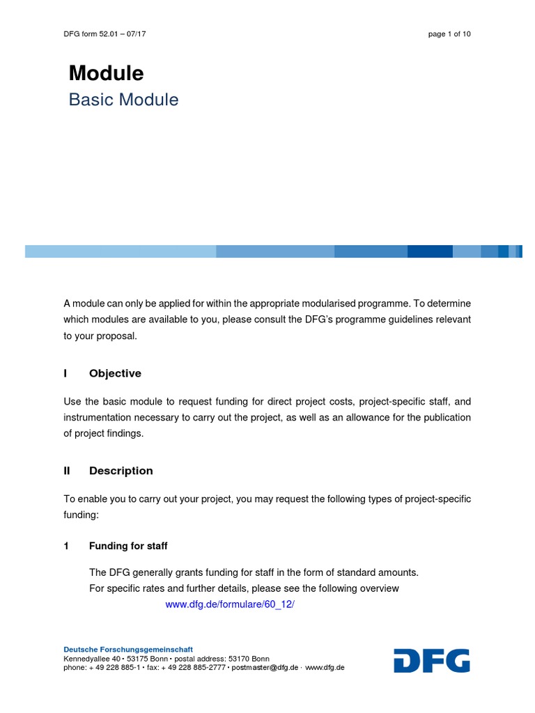 DFG Basic Module Funding Guidelines | PDF | Doctorate | Academic Degree