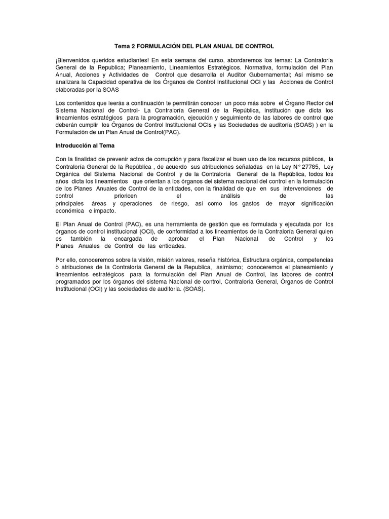 Formulación del Plan Anual de Control | PDF | Comisión Europea ...