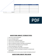 Item Topic Teachers S Signature Observation: 1 PPT Stereotypes 2 PPT Religion 5 Malaysia News 6 Peru News 7 Questions