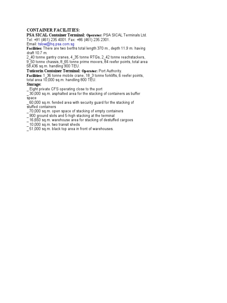 Container Facilities | PDF