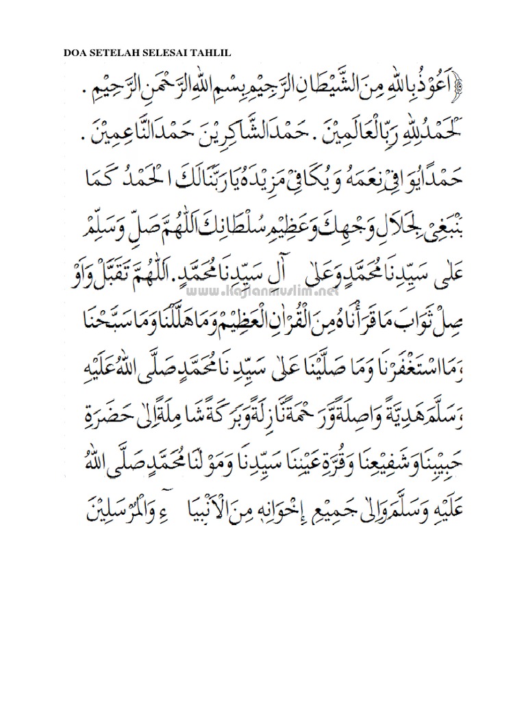 Doa Setelah Selesai Tahlil2 Docx