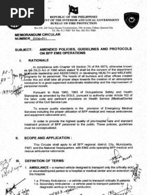 Nr 2008-011 Amended Policies Guidelines and Protocols on BFP EMS Operations02March2017