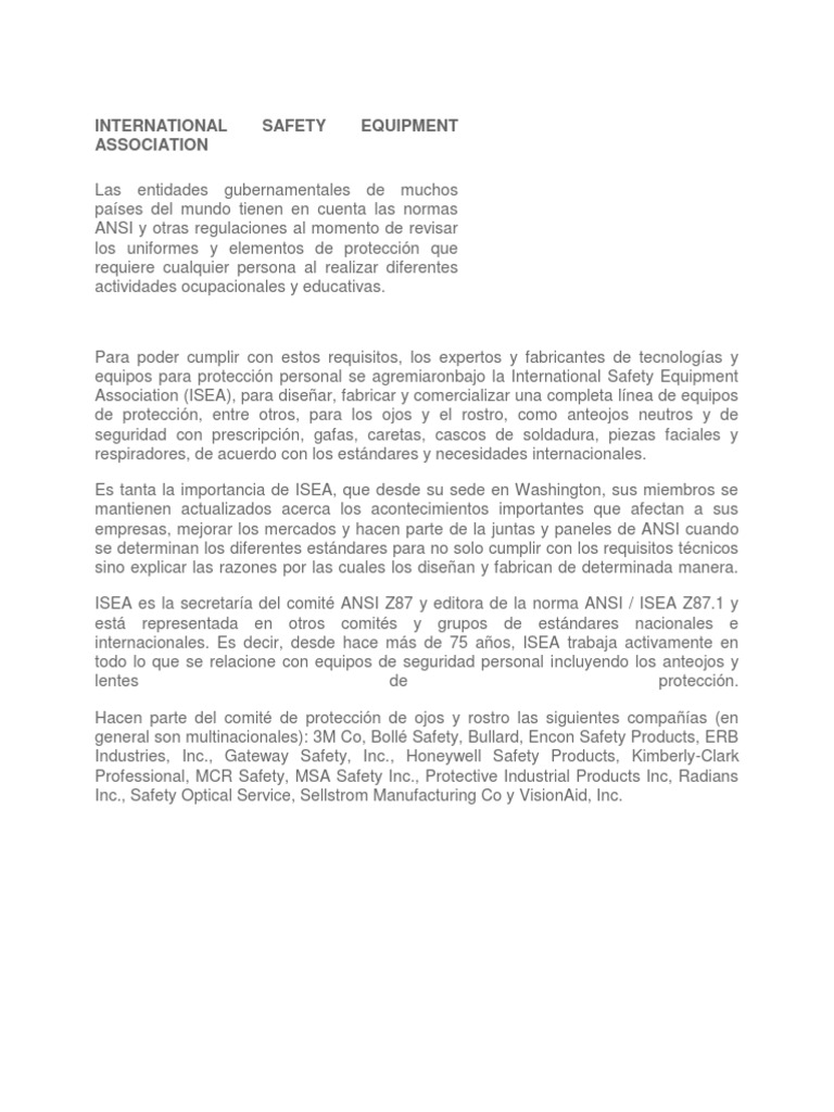 International Safety Equipment Association PDF Lentes Radiación