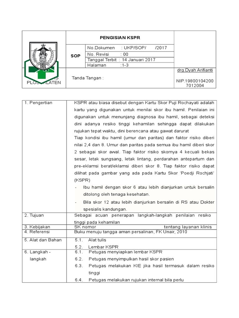 Pengisian KSPR untuk Ibu Hamil | PDF