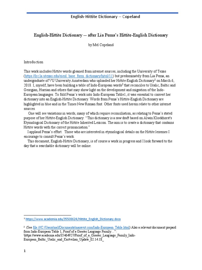 English-Hittite Dictionary Overview | PDF | Language Arts & Discipline