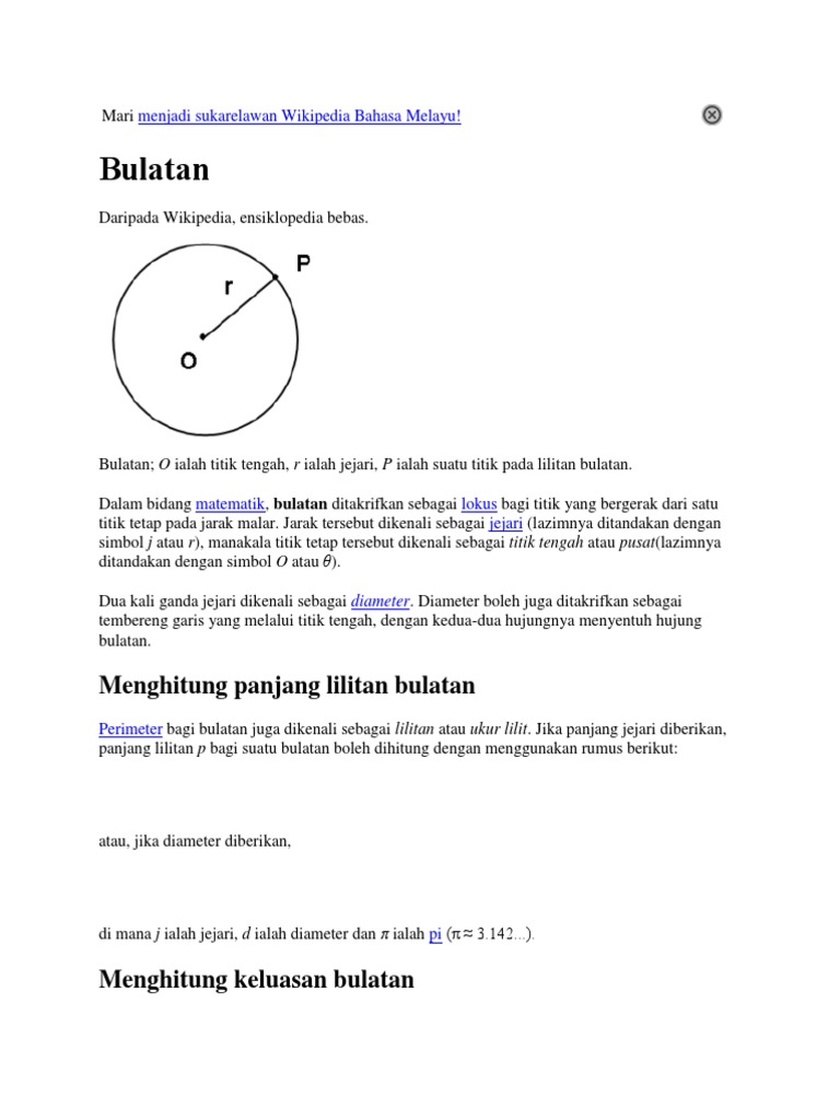 Rumus dan Definisi Bulatan Matematik | PDF | Metode & Bahan Ajar