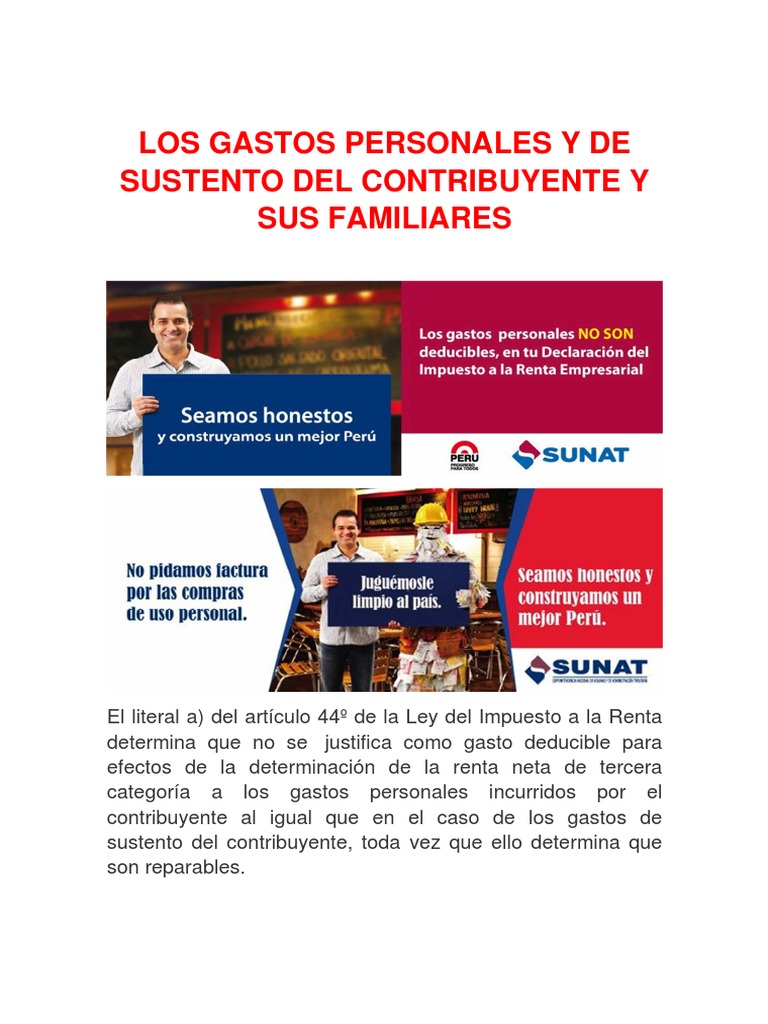 Gastos Personales No Deducibles en Renta | PDF | Impuestos | Impuesto ...
