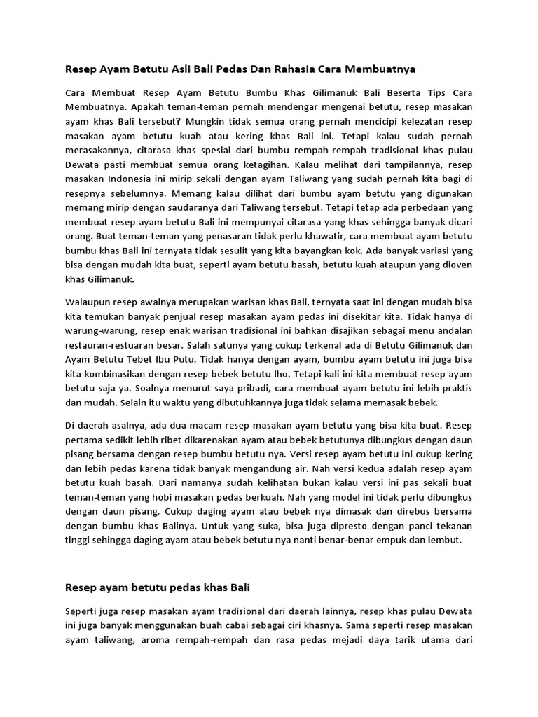 Resep Ayam Betutu Asli Bali Pedas Dan Rahasia Cara