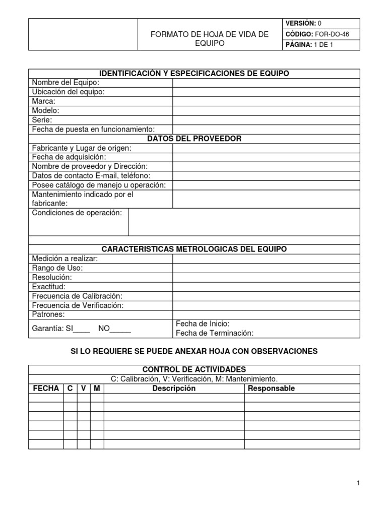 Formato Hoja de Vida de Equipos | PDF | Calibración | Informática, image size:768x1024