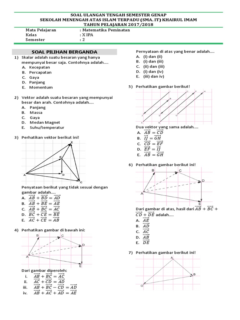 Latihan Soal Vektor Matematika Kelas 10 Cara Golden