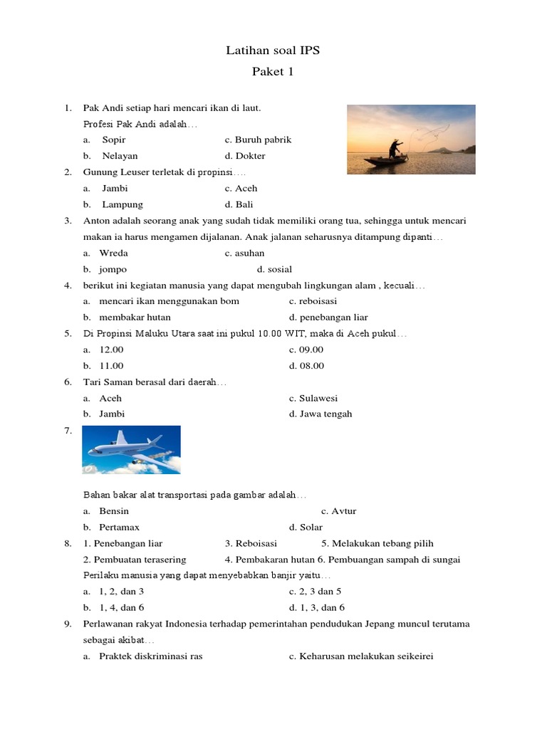 Www Sekolahdasar Net Latihan Soal Ips Kelas 6 Paket 1