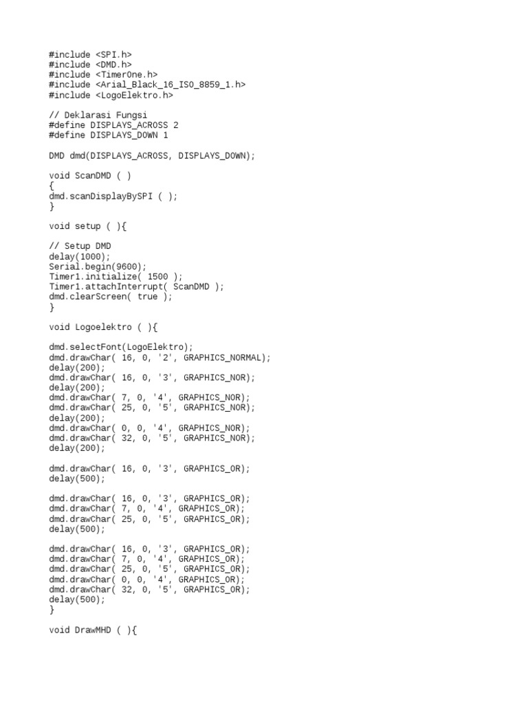 Arduino DMD Display Code Example | PDF | Computers | Technology ...