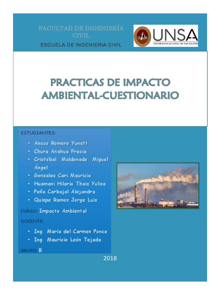 Cuestionario sobre Impacto Ambiental 2018 | PDF | Evaluación de impacto ...