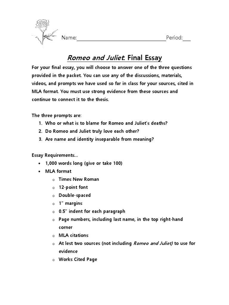 Romeo And Juliet Final Essay