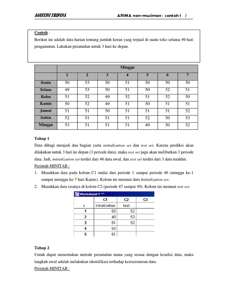 Kuliah 9 Arima Non Musiman Contoh 1 Dan 2