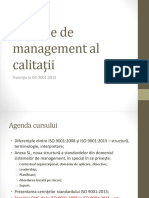 Sisteme de Management Al Calitaţii: Tranziţia La ISO 9001:2015