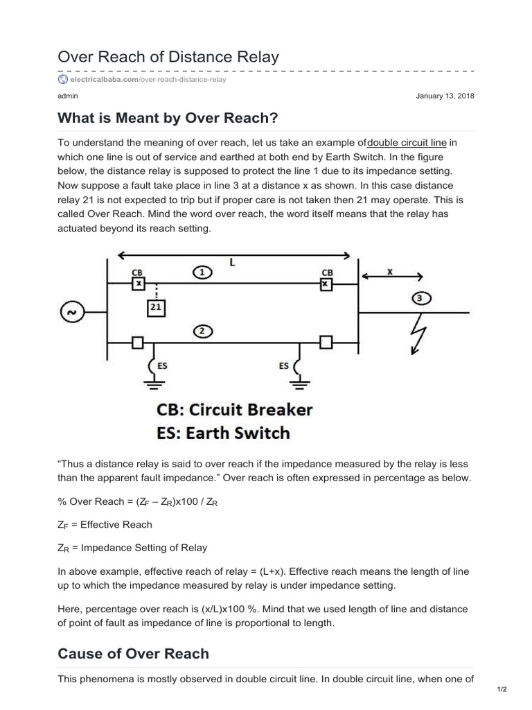 Electricalbaba Com Over Reach Of Distance Relay Relay Electrical Impedance