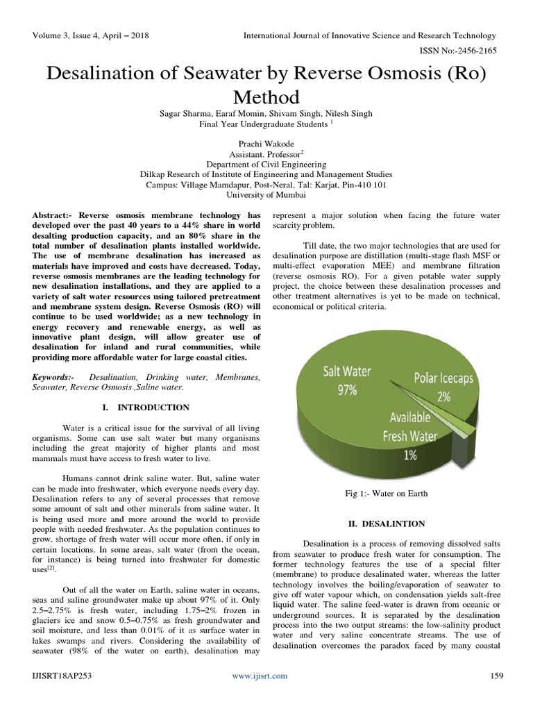 Reverse Osmosis Desalination Process | PDF | Desalination | Seawater