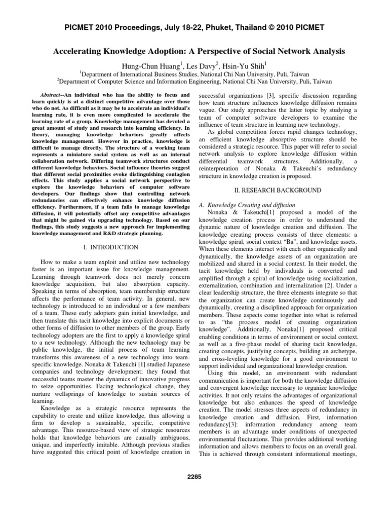 Accelerating Knowledge Adoption: A Perspective of Social Network ...