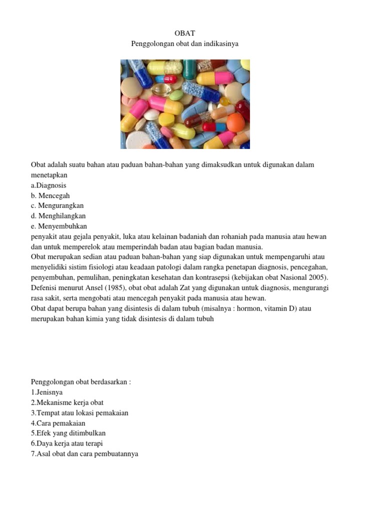 Penggolongan Obat Dan Indikasinya | PDF