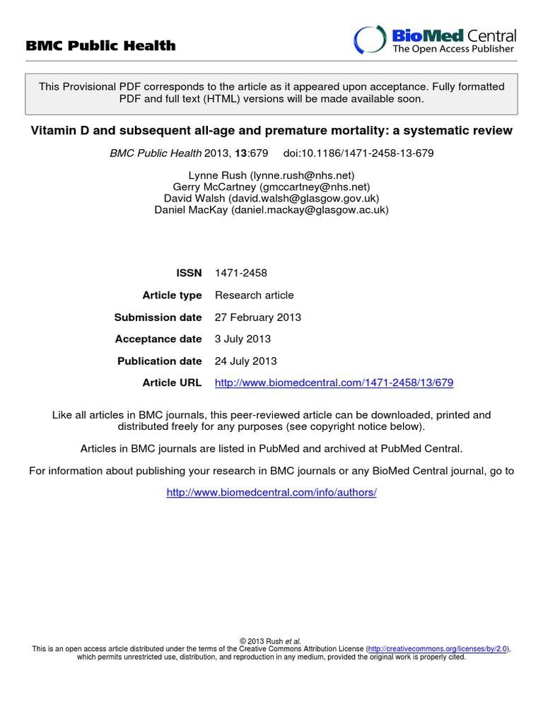 Vitamina D - Mortalidad Prematura - Edad | PDF | Vitamin D | Meta Analysis