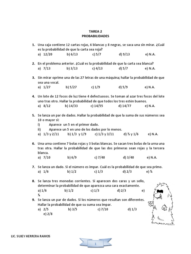 Ejercicios de Probabilidad con Cartas y Dados | PDF | Jugando a las ...