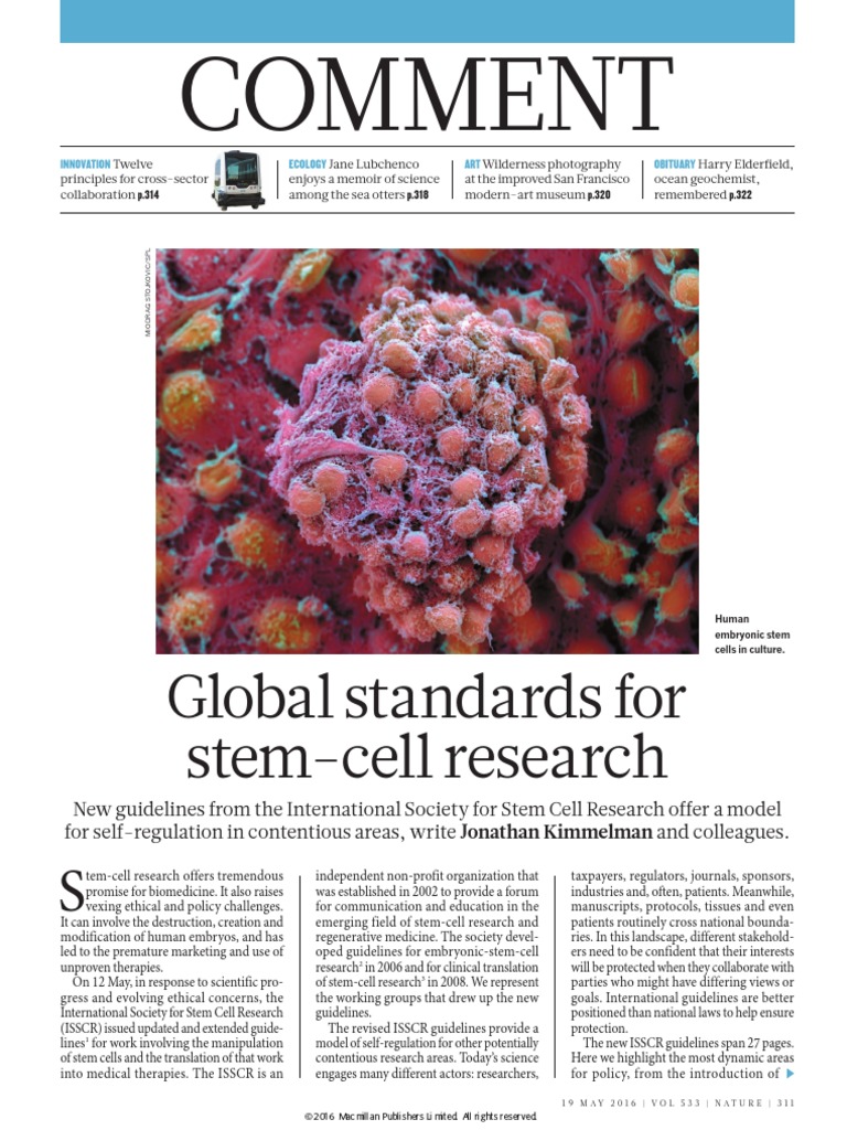 Comment: Global Standards For Stem-Cell Research | PDF | Stem Cell ...