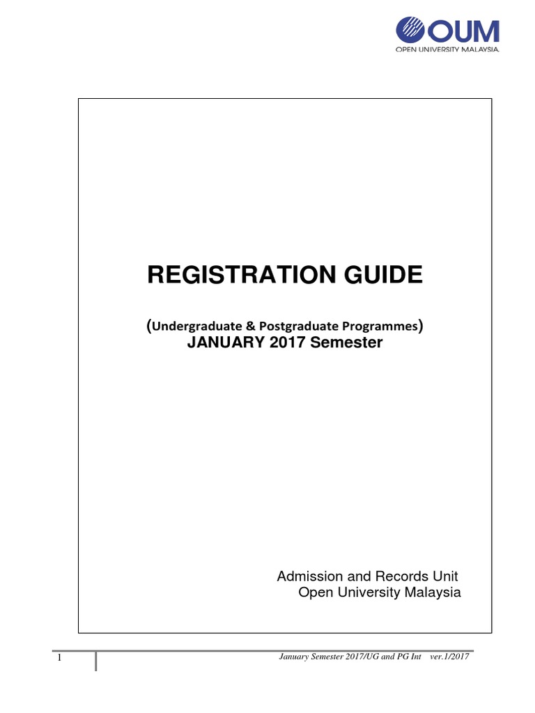 Registration Guide JANUARY 2017 Semester PDF Postgraduate