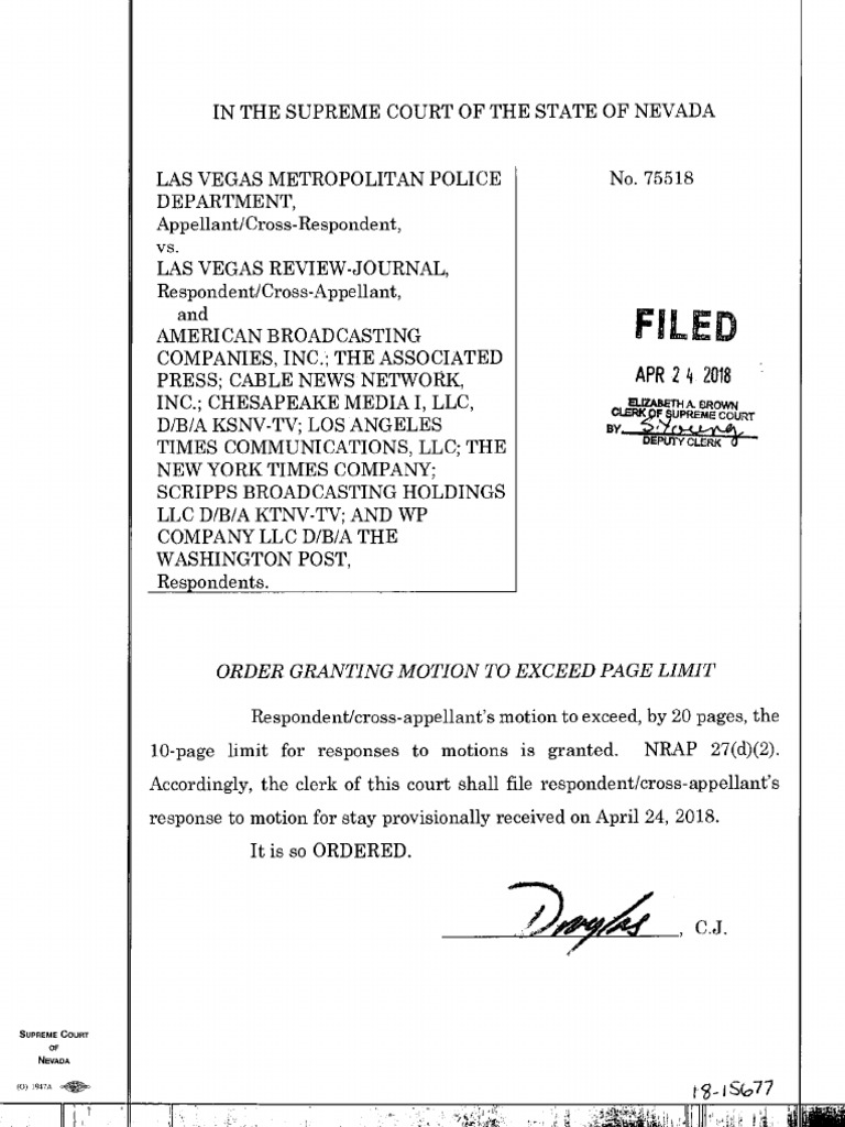 Filed: Order Granting Motion To Exceed Page Limit | PDF