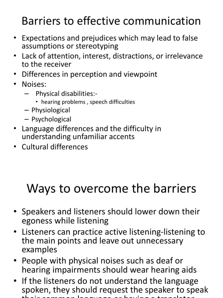 Barriers To Effective Communication Physical Disabilities