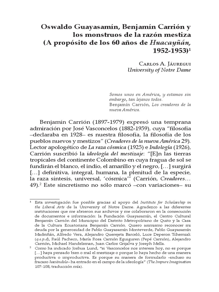 Oswaldo Guayasamin Benjamin Carrion Y Lo Pdf Pdf Ecuador Pinturas