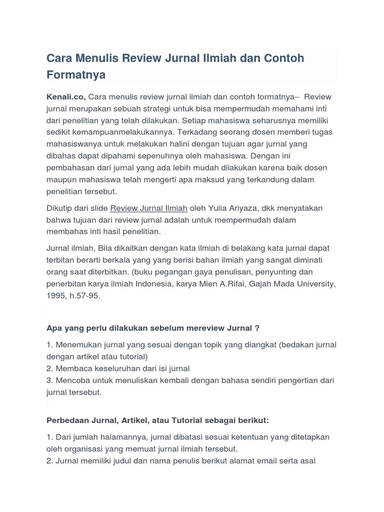 Cara Menulis Review Jurnal Ilmiah Dan Contoh Formatnya