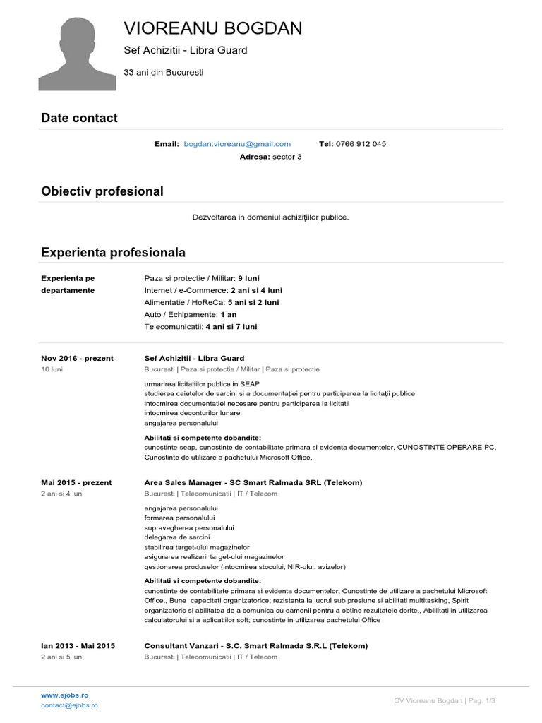 CV Vioreanu Bogdan | PDF