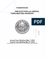 2018 Foxborough Annual Town Meeting Warrant