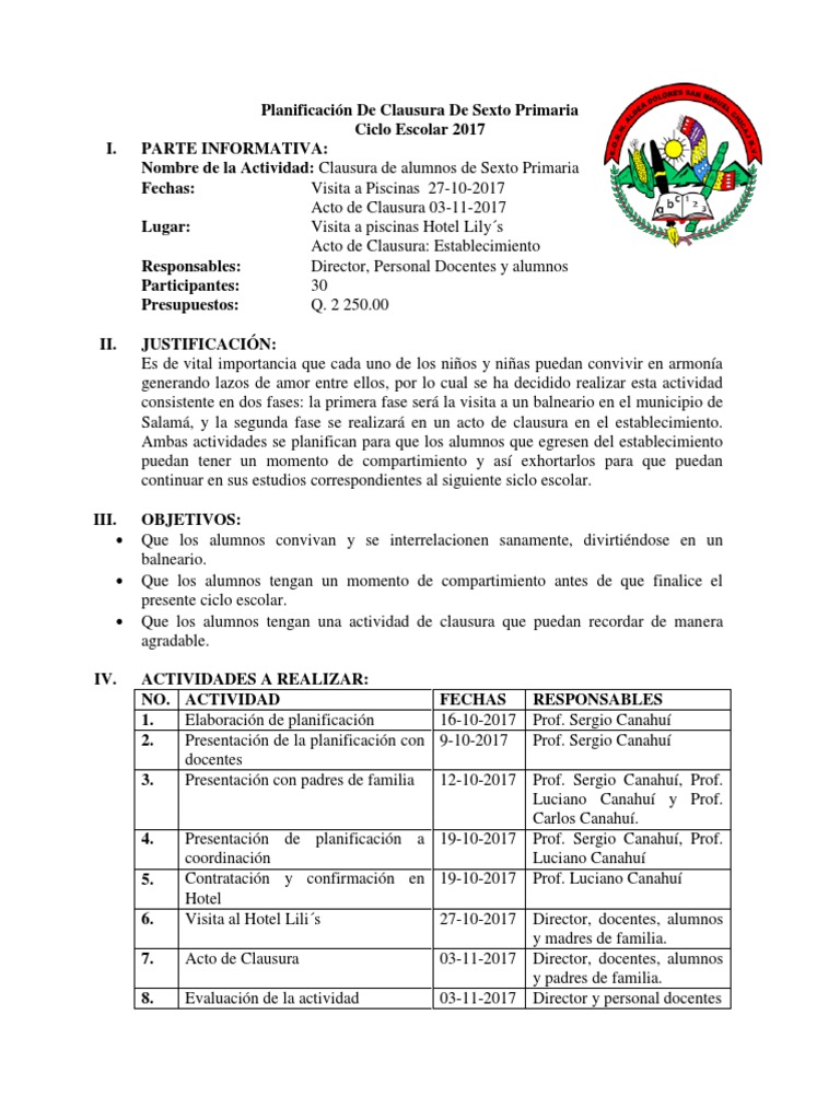 Programa de Clausura Sexto Primaria 2023 | PDF | Business
