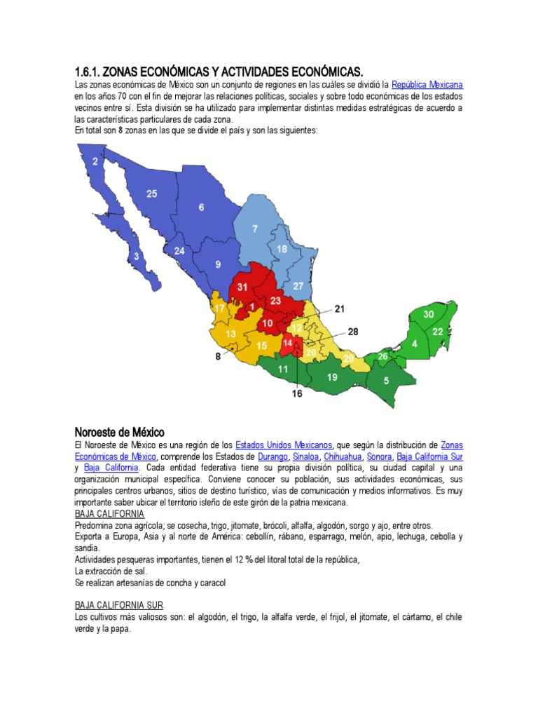 1.6.1. Zonas Económicas de México | PDF | México | Chihuahua (estado)