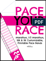 Pace Race: Marathon, 1/2 Marathon, 10K & 5K Customizable, Printable Pace Bands