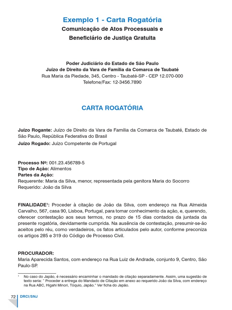 Exemplo 1 - Carta Rogatória | Citação (Direito) | Governo