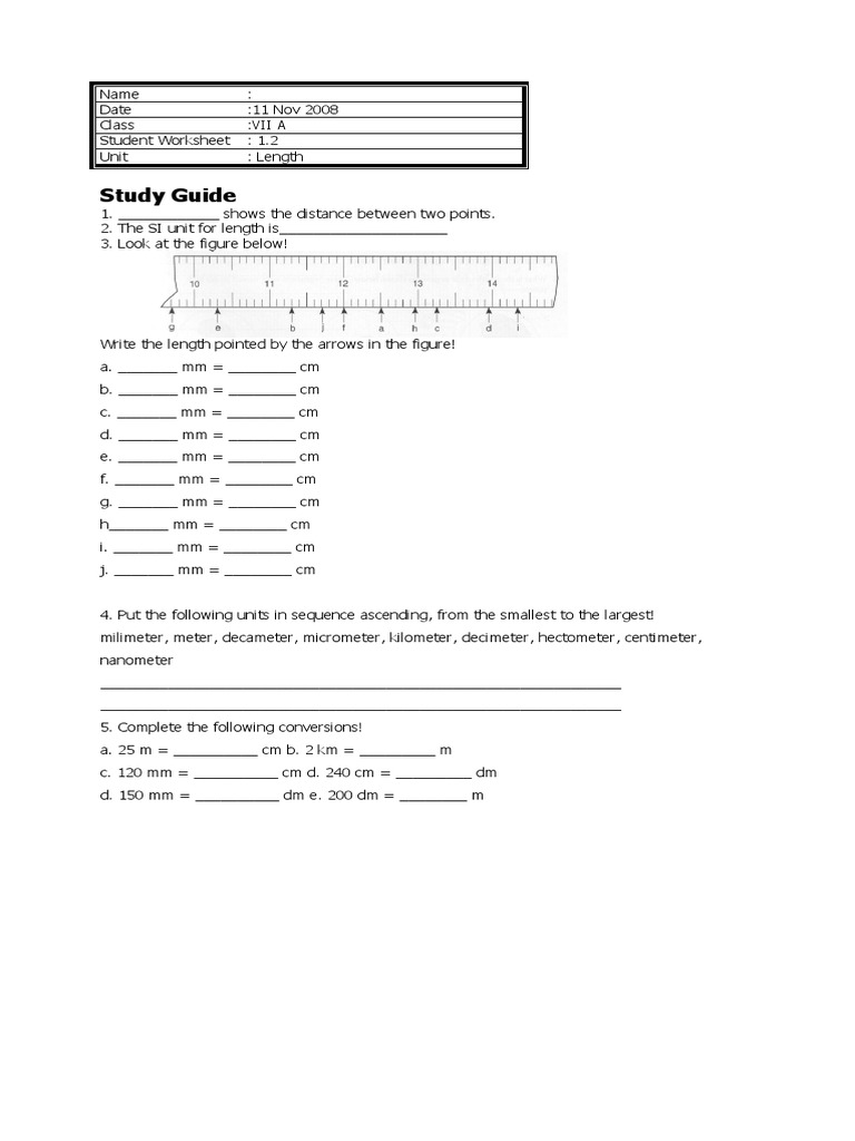 Length, mass, volume and time conversion worksheet | PDF | Litre | Volume