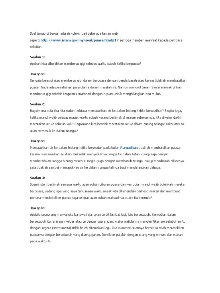 Soal Jawab Di Bawah Adalah Koleksi Dari Beberapa Laman Web 