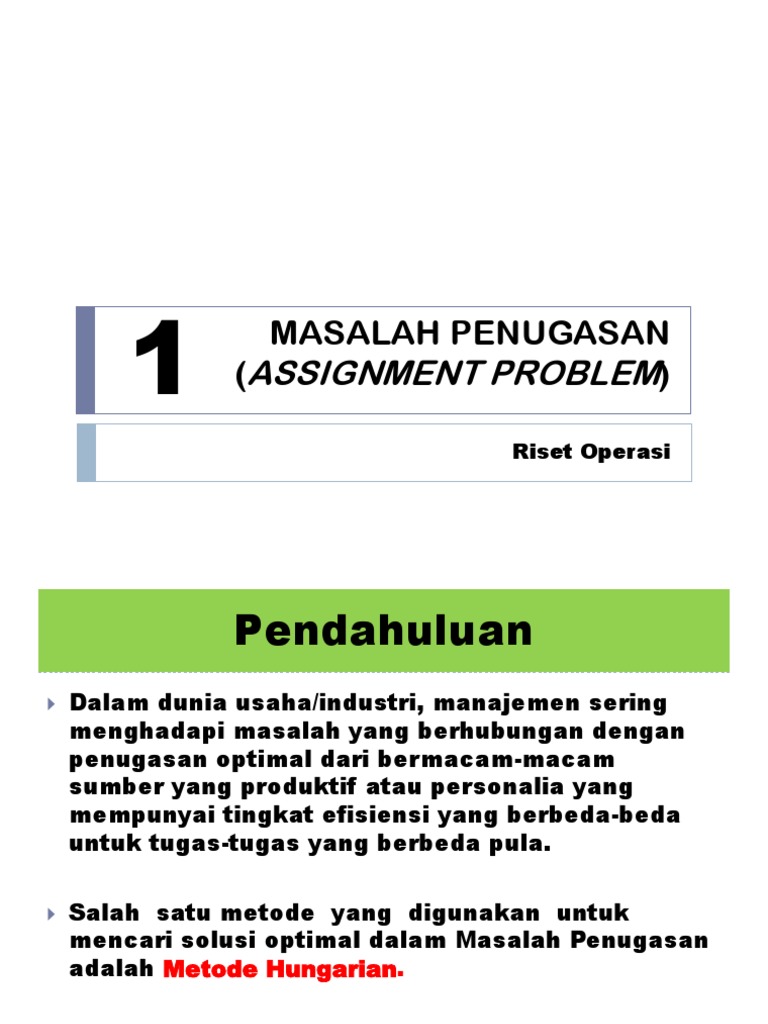 Keterbatasan Metode Assignment dalam Proyek | PDF
