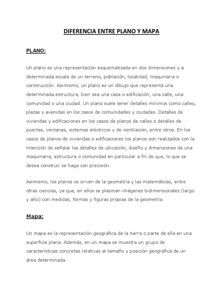 Diferencias entre mapa y plano | PDF | Mapa | Sistema de información ...