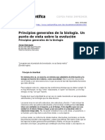 Principios Generales de La Biología. Un Punto de Vista Sobre La Evolución