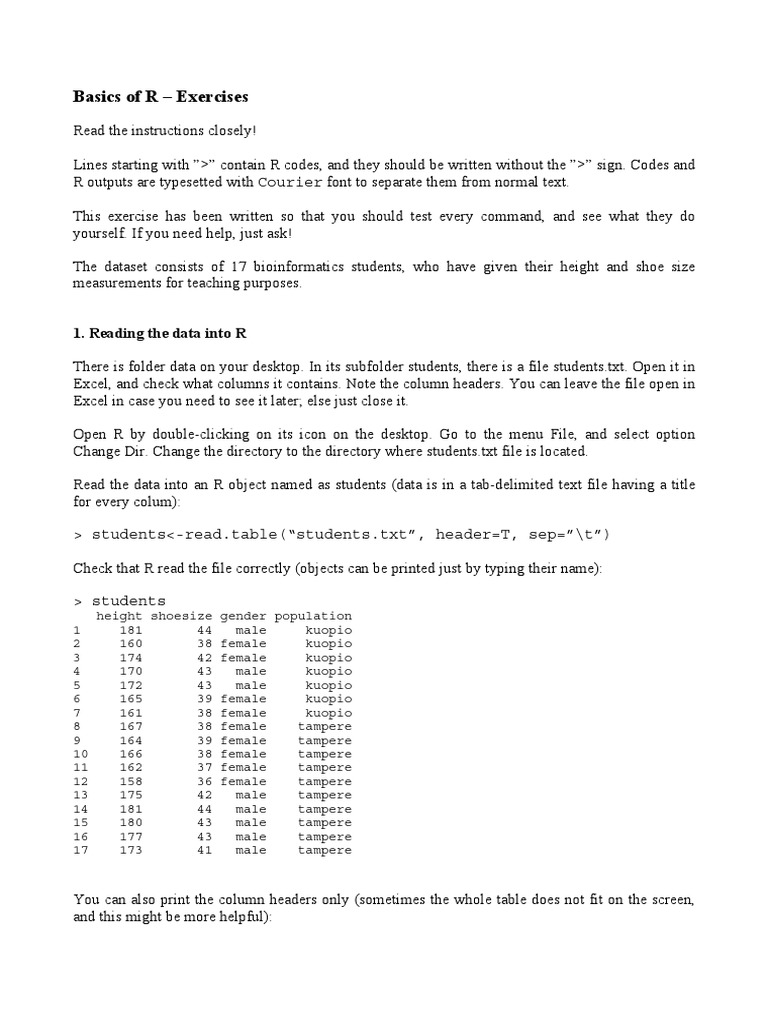 All Exercises R Standard Deviation Cluster Analysis
