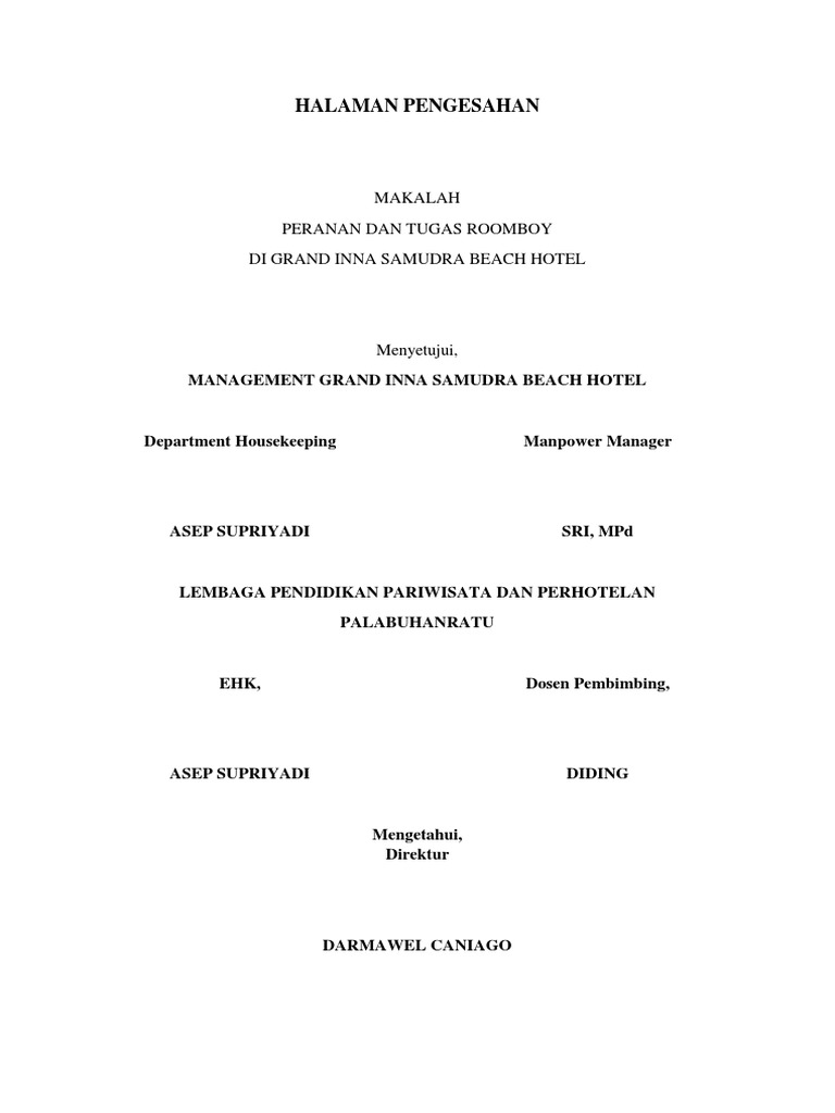 Makalah Housekeeping