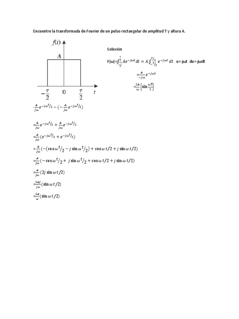 Transformada de Fourier de un pulso rectangular | PDF | Análisis ...